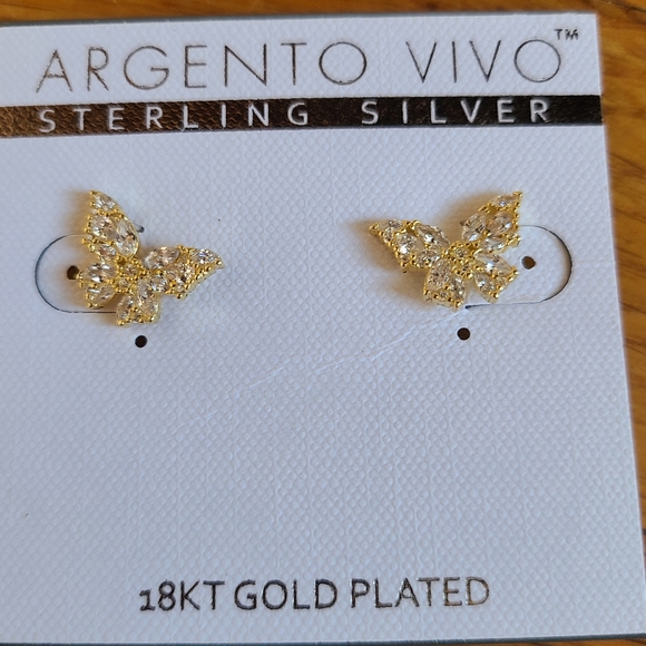 ARGENTO VIVO STERLING SILVER Cubic Zirconia Butterfly Stud Earrings - Picture 5 of 7